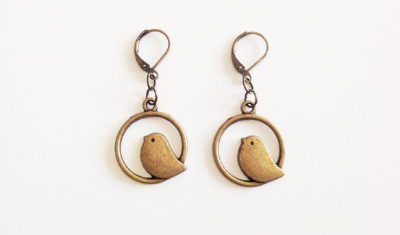 boucles d'oreilles oiseaux bronze
